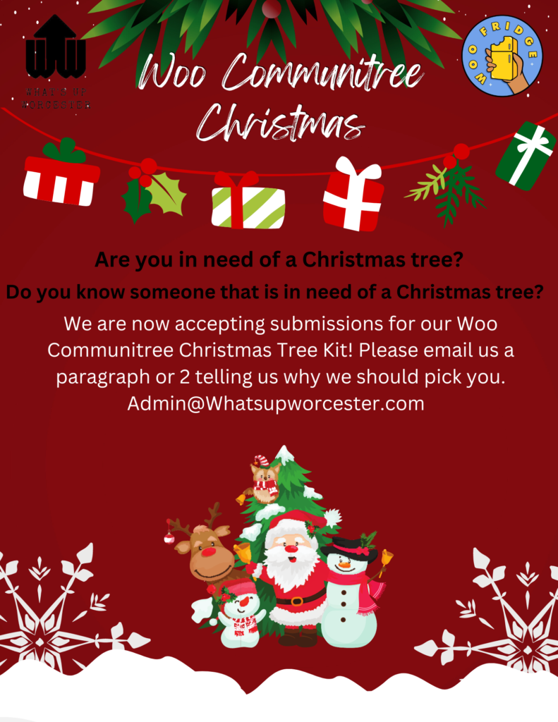Submit for a chance to get a free Christmas Tree Kit from What's Up Worcester and Worcester Community Fridges