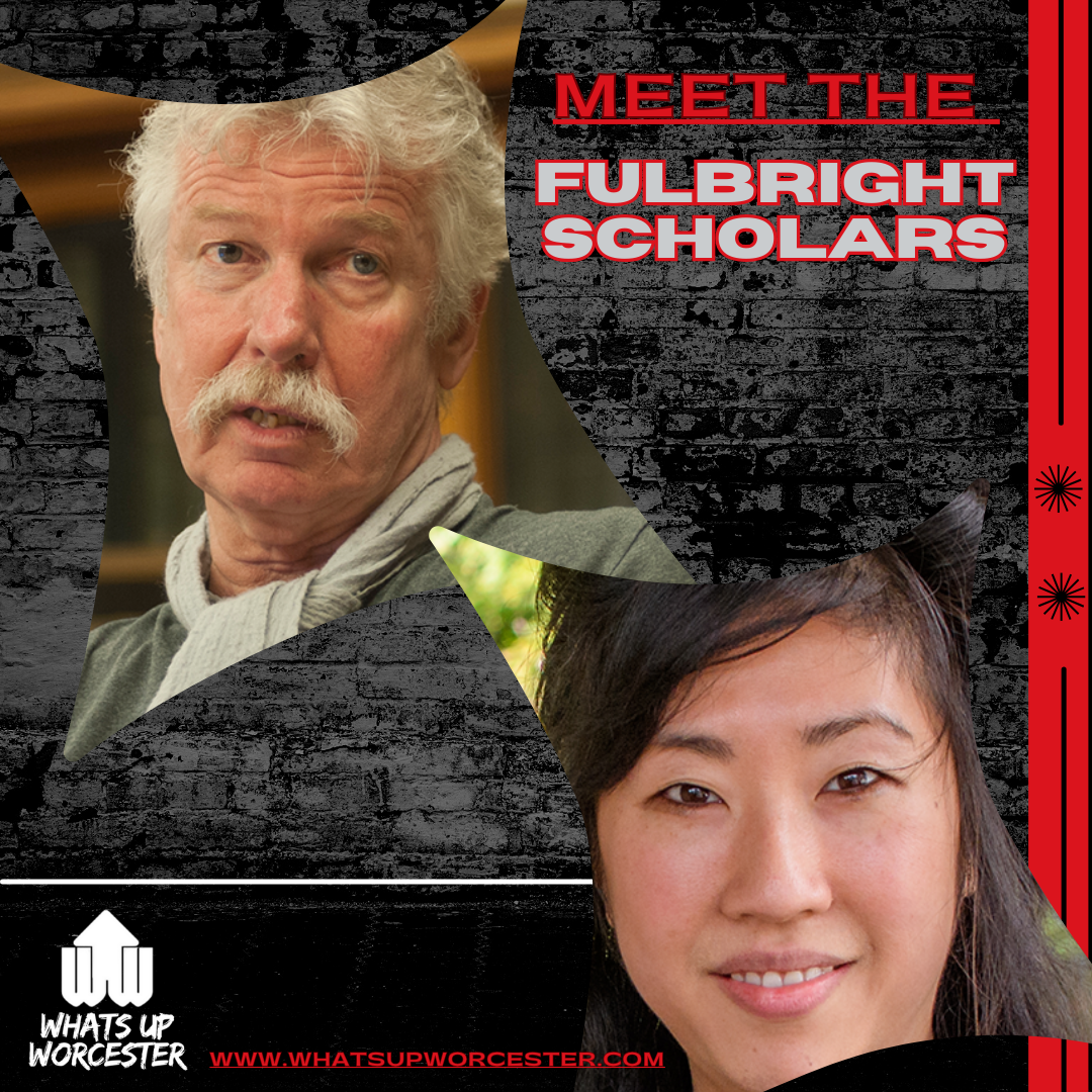 a man and woman on a black background